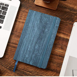 Blue faux wood grain PU leather notebook journal